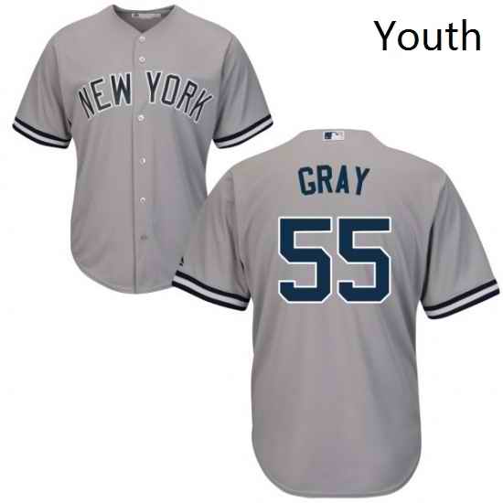 Youth Majestic New York Yankees 55 Sonny Gray Replica Grey Road MLB Jersey